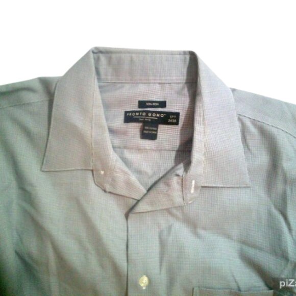 Pronto Uomo Mens Dress Shirt Size 17-1/2 / 34-35 (XLarge) Lot of 2 Shirts - Picture 8 of 9